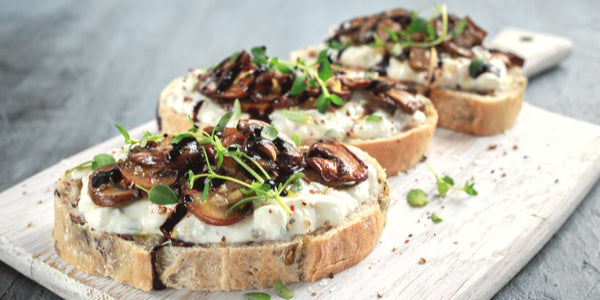 Mushroom, Caramelized Onion and Goat Cheese Bruschetta