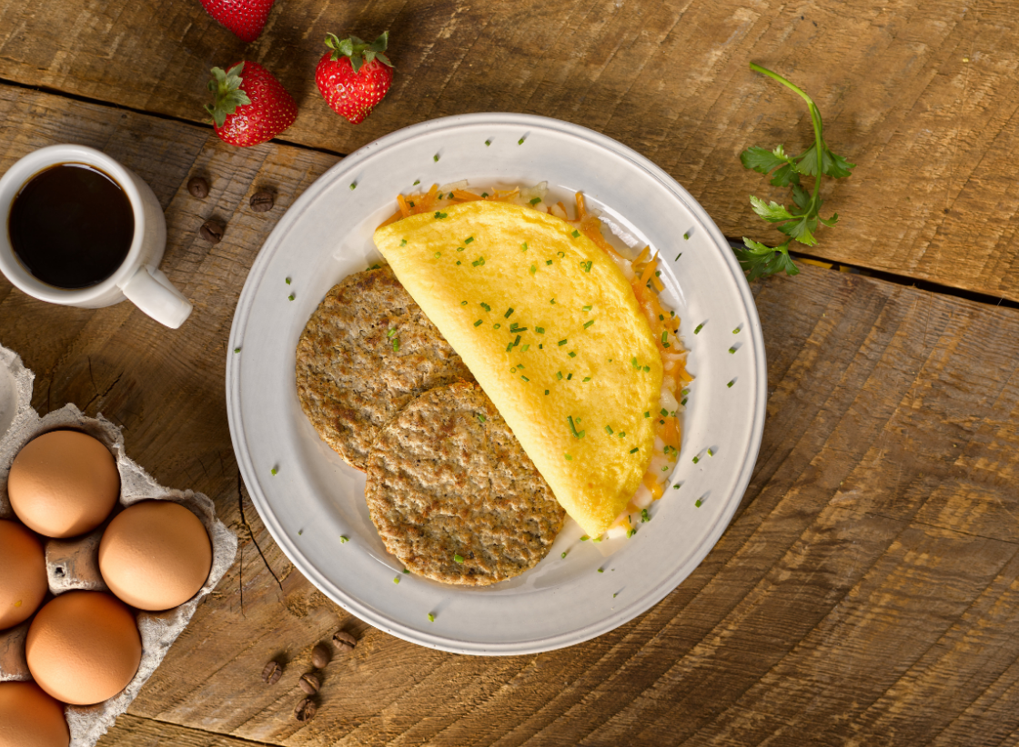 Cheese Omelet with Turkey Sausage
