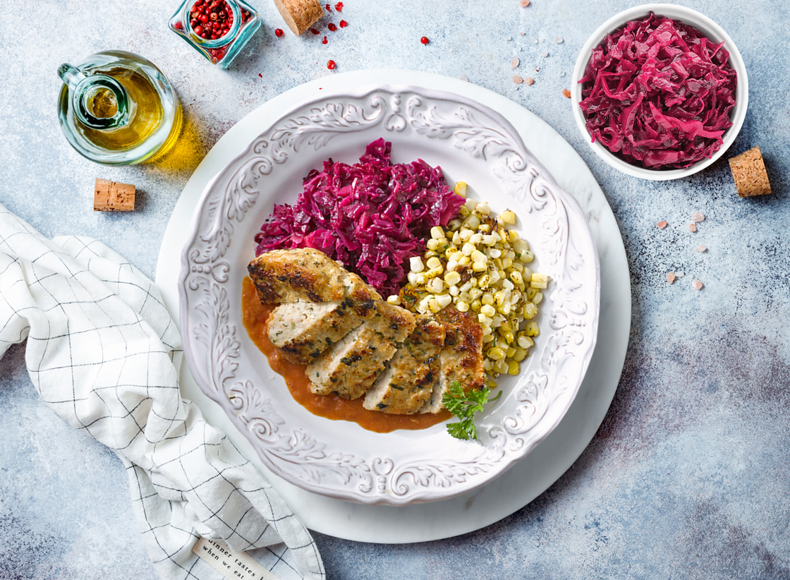 Chicken Spinach Meatloaf with Tomato Glaze