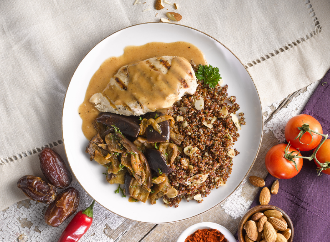 Grilled Chicken with Savory Almond and Date Sauce