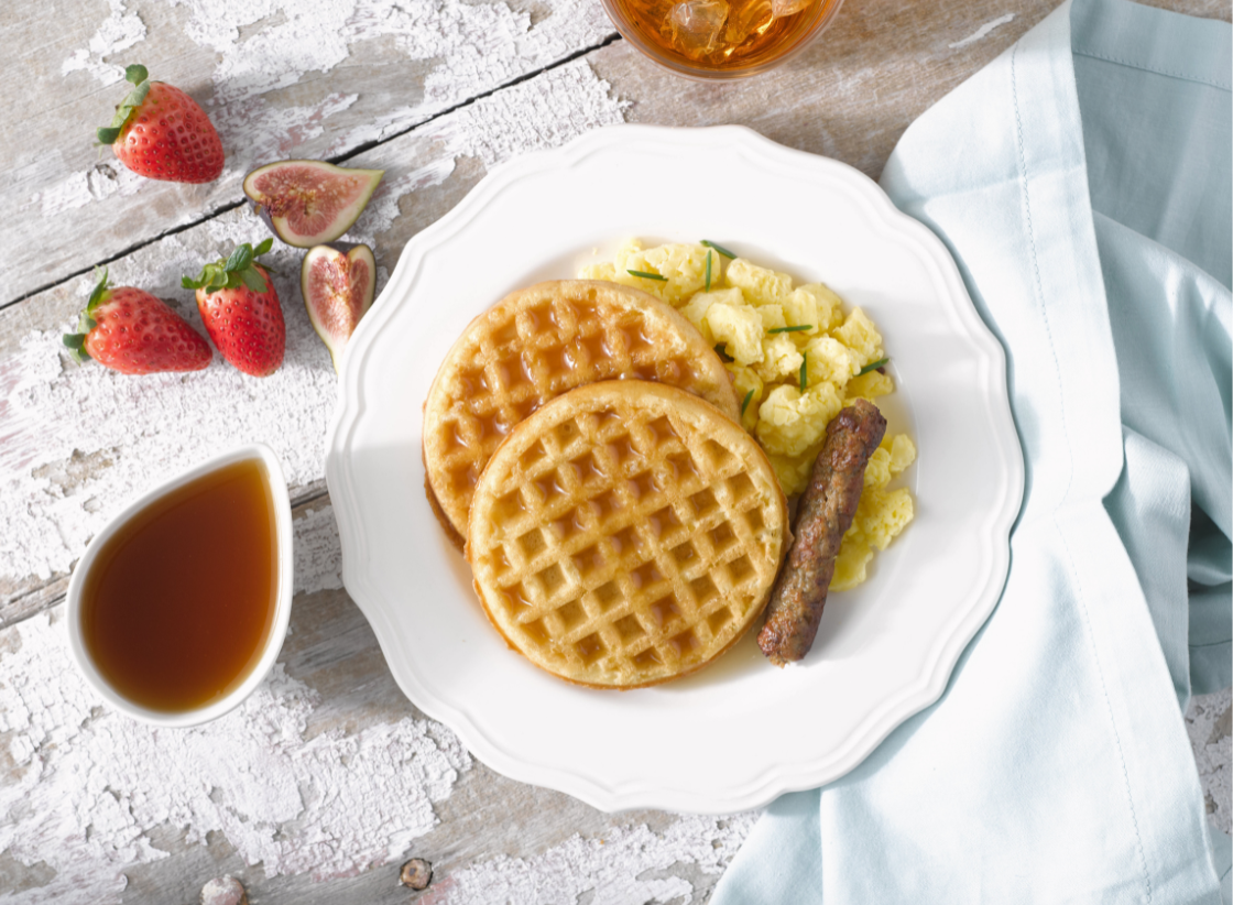Homestyle Waffles with Scrambled Eggs