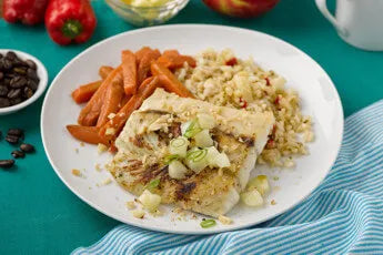Macadamia Crusted Barramundi Seabass dinner meal