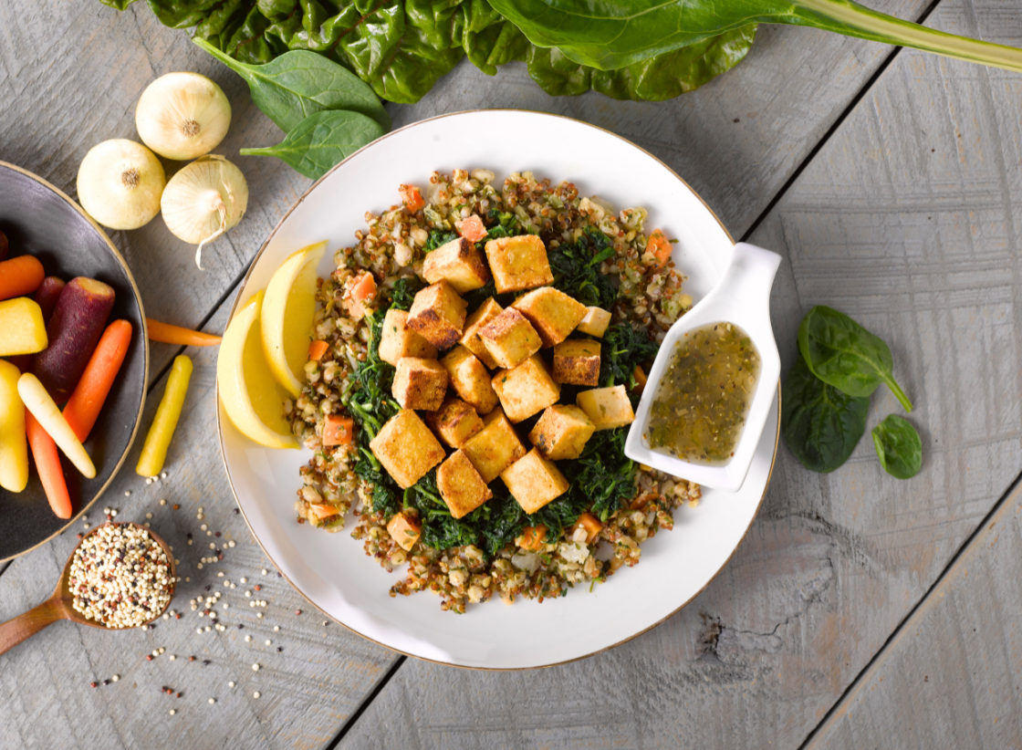 Roasted Tofu and Ancient Grain Salad Bowl