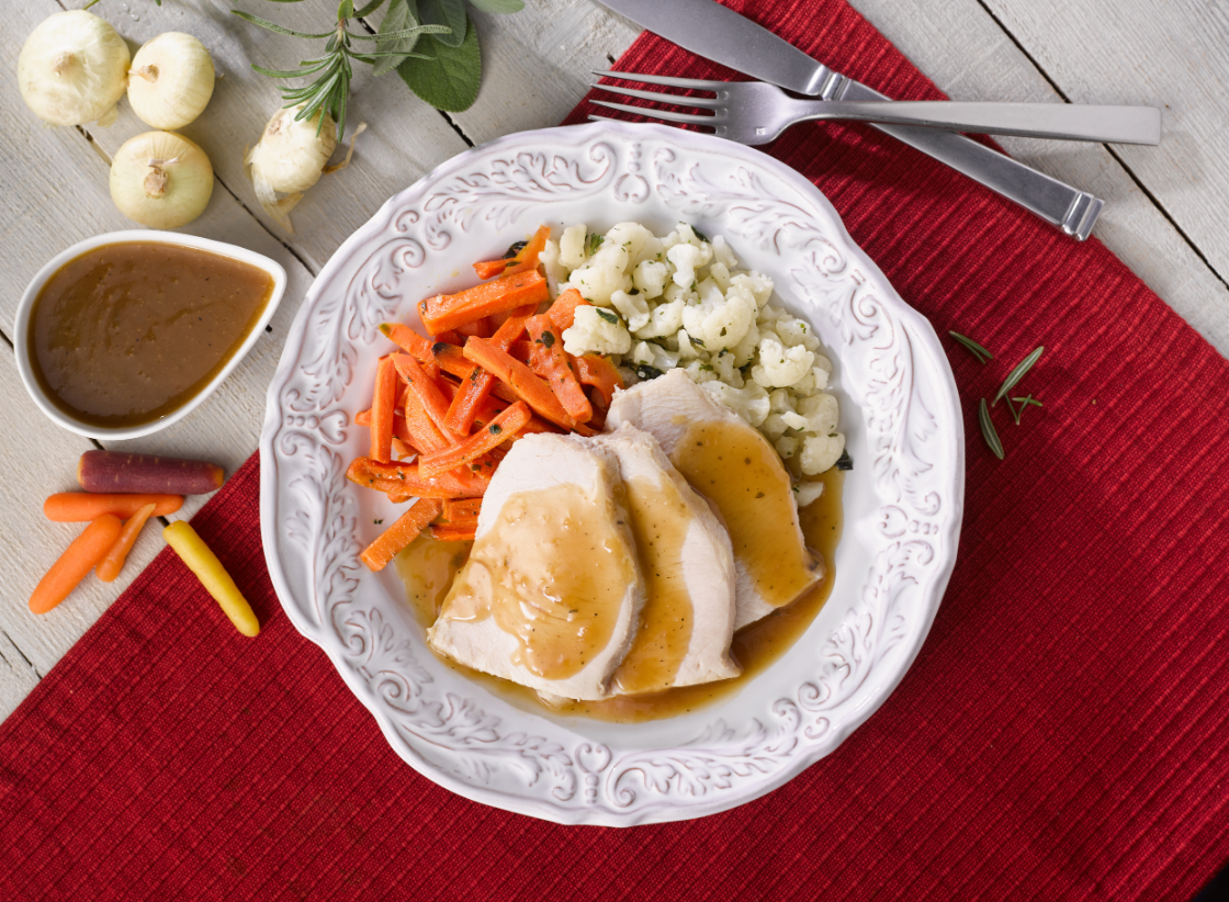 Turkey Breast with Herbed Brown Gravy