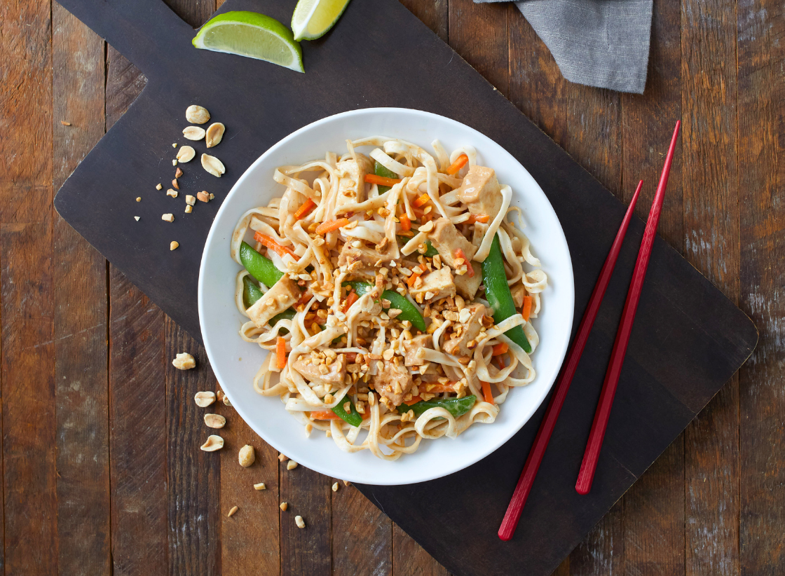 Tofu Pad Thai with Sugar Snap Peas