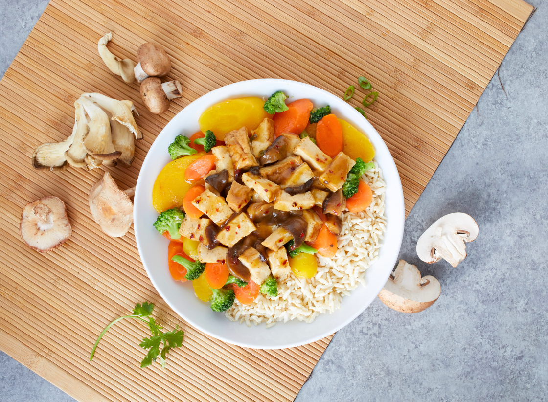 Tofu & Broccoli with Honey Ginger Glazed Carrots