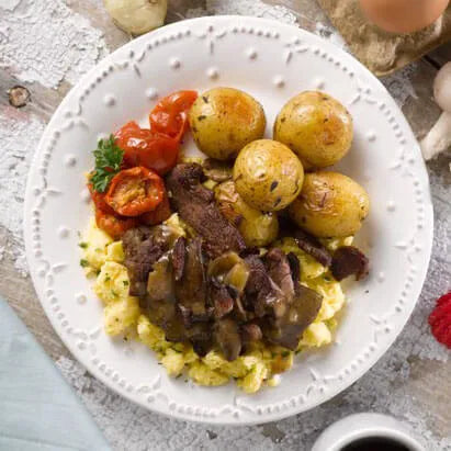 Steak and Egg Scramble Breakfast Meal