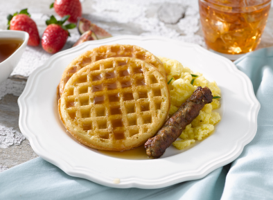 Homestyle Waffles with Scrambled Eggs