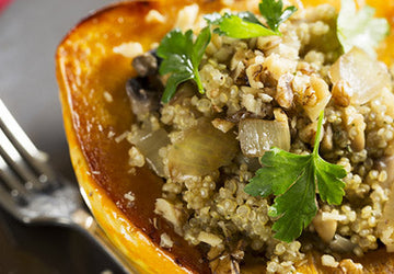 Quinoa and Pumpkin Seed Stuffed Acorn Squash