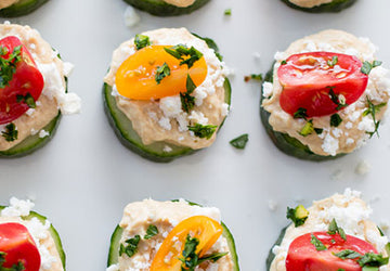 Roasted Garlic Hummus in Cucumber Cups