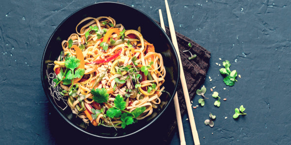 Asian Zoodle Salad with Almond Butter Soy Dressing