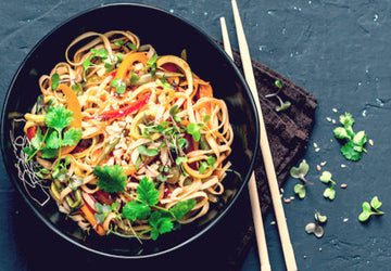 Asian Zoodle Salad with Almond Butter Soy Dressing