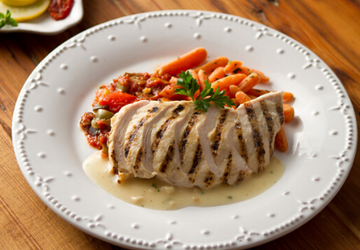 Grilled Chicken with Roasted Garlic Veloute Sauce Recipe