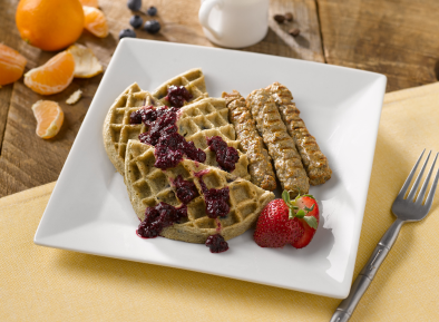 Blueberry Waffles with Mixed Berry Compote