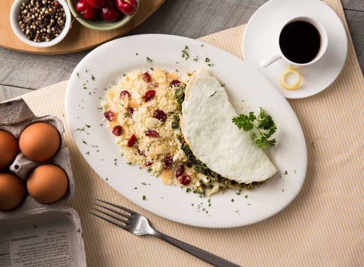 Greek Omelet with Fruited Quinoa