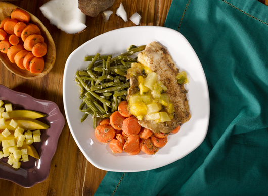 Jerk Spiced Tilapia with Mango Pineapple Salsa