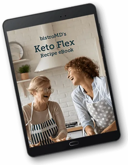 bistroMD's Keto Flex Recipe eBook on a tablet