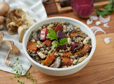 Mushroom Couscous with Roasted Beets