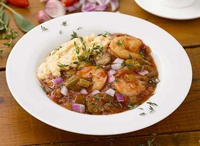Shrimp Etouffee with Cheese Grits